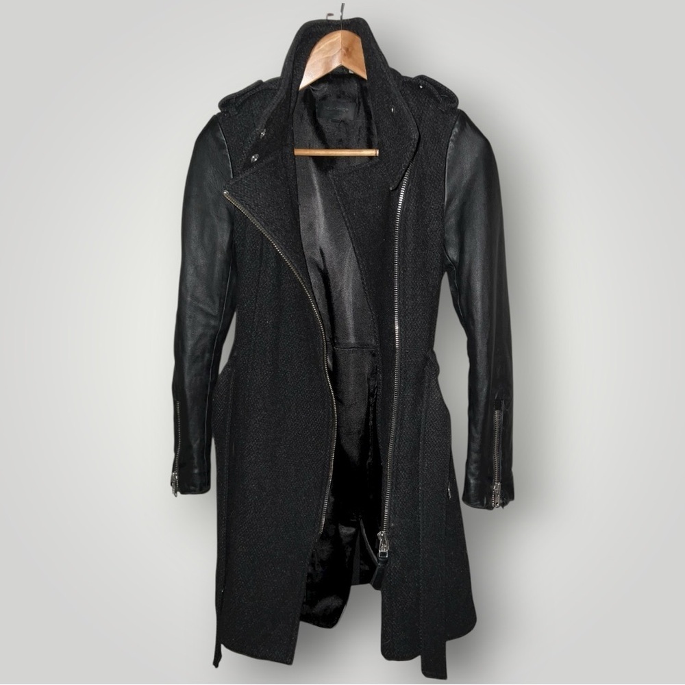 Mackage Women’s Wool Coat with Leather Sleeves – Size XS - Picture 2 of 3